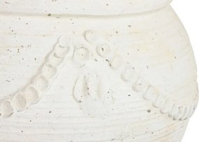 Ghiveci decorativ din teracotă artizanală, finisaj craft brut alb-crem, 48×48×57 cm, „Jerba"