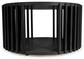 Masă auxiliară din lemn de stejar Woodman Drum, ø 83 cm, negru