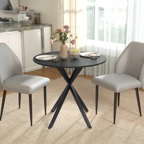 HOMCOM Masă rotundă de bucătărie, 80 cm, blat compact, placă aglomerată, metal, Negru | Aosom Romania