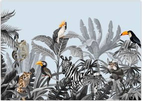 Tablou pe sticlă - Animale în pădurea tropicală (70x50 cm)