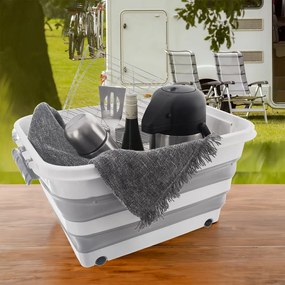 Cutie de depozitare albă/gri din plastic cu capac 54x39x28 cm Kemp – Orion