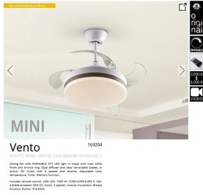 Lustra LED cu Ventilator si telecomanda, lame retractabile Mini Vento alb/bronz