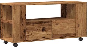 vidaXL Dulap TV cu roți, lemn vechi, 102x34,5x43 cm, lemn prelucrat