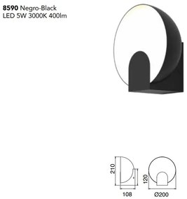 Aplica de perete LED design ambiental OCULO negru