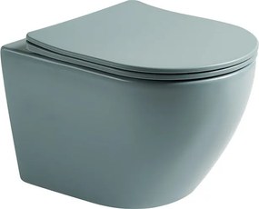 Set vas wc suspendat, verde turcoaz, mat, rimles , capac softclose, Rotund, Foglia Oslo Turcoaz