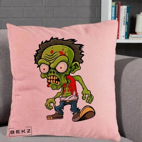 Perna Decorativa Zombie Halloween, 40x40 cm, Roz, Husa Detasabila, Perna Inclusa, BEKZ®