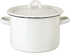 Oală de bucătărie vintage din oțel emailat, 3L, alb offwhite, Ø18×H17,5 cm, „Emil's Enamel"