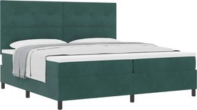 vidaXL Pat cu arcuri cu saltea Verde închis 200 x 200 cm Catifea