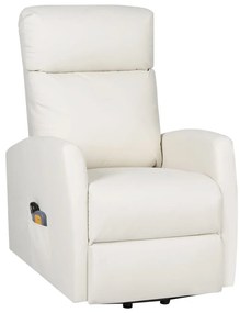 329633 vidaXL Fotoliu de masaj cu ridicare, crem, piele ecologică
