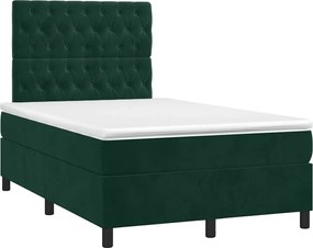 vidaXL Pat box spring cu saltea, verde închis, 120x190 cm, catifea