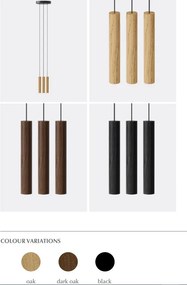 Lustra cu 3 pendule design minimalist din lemn cu spot LED încorporat Chimes 3 - oak