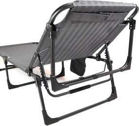 Șezlong pliabil cu pernă, gri, 189 x 63 x 34 cm