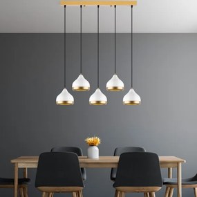 Lustră pe cablu YILDO 5xE27/40W/230V alb/auriu
