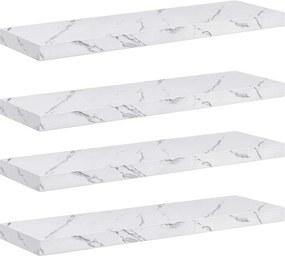 vidaXL Raft de perete Pe perete 4 pcs Marmură albă 90 x 23,5 x 4 cm