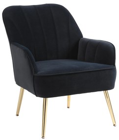 Fotoliu de salon din catifea, Design ergonomic, Negru