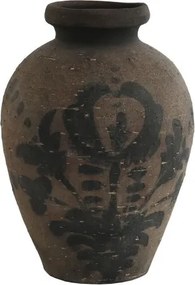 Vază decorativă, stil rustic vintage, culoare maro antichizat, din teracotă, „Terracotta”
