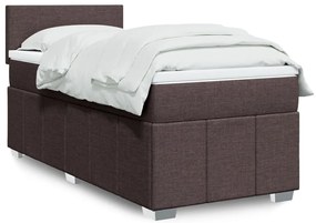 vidaXL Pat box spring cu saltea, maro închis, 80x200 cm, textil