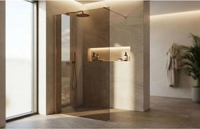 Paravan de dus fumuriu Rea Flexi Brown 130 cm cupru periat