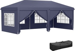 Outsunny Foisor de gradina pliabil pentru exterior cu 6 panouri laterale, 585x295cm albastru | AOSOM RO