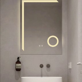 Oglinda Led Si Touch Cu Functie Dezaburire, Lumina rece ,calda, neutra, 60x80cm ,lupa cosmetica x3