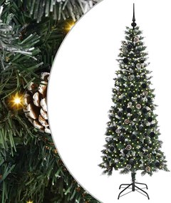 vidaXL Brad de Crăciun artificial Verde 210 cm PVC și Plastic și Oțel