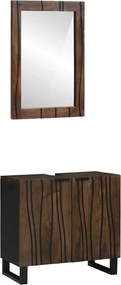 vidaXL Set de mobilier pentru baie cu ușă 2 pcs Maro Nuc Lemn compozit