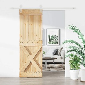 vidaXL Ușă glisantă cu set de feronerie 80x210 cm, lemn masiv de pin