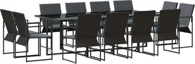 vidaXL Set de masă pentru grădină 13 pcs Negru Oțel
