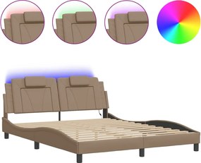 vidaXL Cadru de pat, Viana, cu LED fără saltea, cappuccino, 160x200 cm