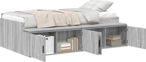 vidaXL Cadru de pat cu sertar Gri Sonoma 90 x 190 cm Lemn compozit