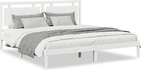 vidaXL Cadru pat foarte lung fără saltea, alb, 200x220 cm lemn masiv