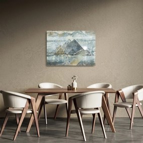 Tablou pe sticlă - Piramide în filtru albastru (70x50 cm)
