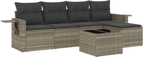 vidaXL Set canapele de grădină cu perne, 6 piese gri deschis poliratan