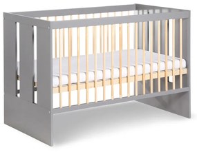 Expedo Pătuț cu barieră NORBET + spațiu de depozitare,124x85x66,gri/lemn