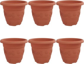 vidaXL Ghiveci rotund pentru flori 6 pcs Roșu cărămidă Ø 26 x 21.5 cm