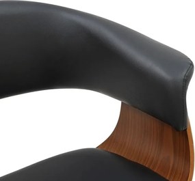 Scaun retro imitatie piele neagra, lemn furniruit ORGANIC