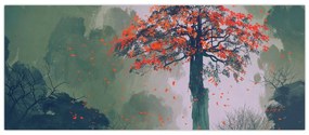 Tablou - Copacul roșu singuratic (120x50 cm)