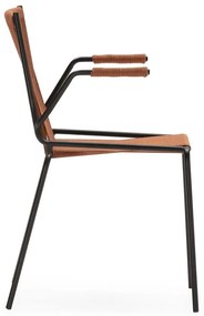 Scaune de dining teracotă cu cotiere/stivuibile 2 buc. din metal Emily – Marckeric