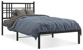 376317 vidaXL Cadru pat metalic cu tăblie, negru, 90x200 cm