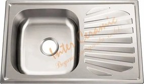 Chiuveta inox Inter Ceramic cu o cuva si picurator dreapta finisaj inox satinat 80x50 cm