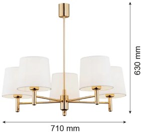 Lustră pe tijă PONTE 5xE27/15W/230V alamă/crem Argon 2106