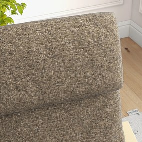 HOMCOM Fotoliu cu brațe și pernă pentru cap, Material textil cu aspect de in, Cadru din lemn, Maro + Natură | Aosom Romania