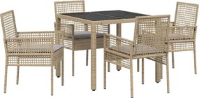 vidaXL Set de masă pentru grădină 5 pcs Bej poliratan