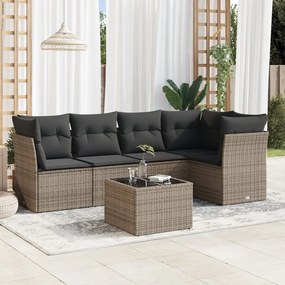 vidaXL Set mobilier grădină cu perne, 6 piese, gri, poliratan