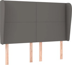 vidaXL Tăblie de pat cu aripioare gri 147x23x118/128 cm piele eco