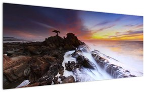 Tablou cu munți în ceață (120x50 cm)