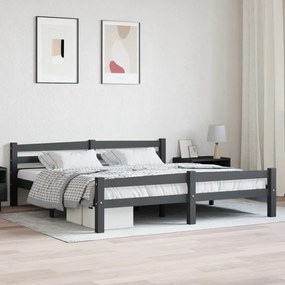 322094 vidaXL Cadru de pat, gri închis, 180x200 cm, lemn masiv de pin