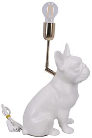 Lampa ceramica Bulldog alb mat h 35 cm