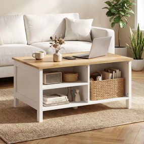 HOMCOM Ladă de Depozitare pentru Interior, 80x60x40 cm, cu Capac Rabatabil, Stil Nordic, Culoare Lemn | Aosom Romania