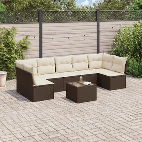 vidaXL Set canapele de grădină cu perne, 8 piese, maro, poliratan